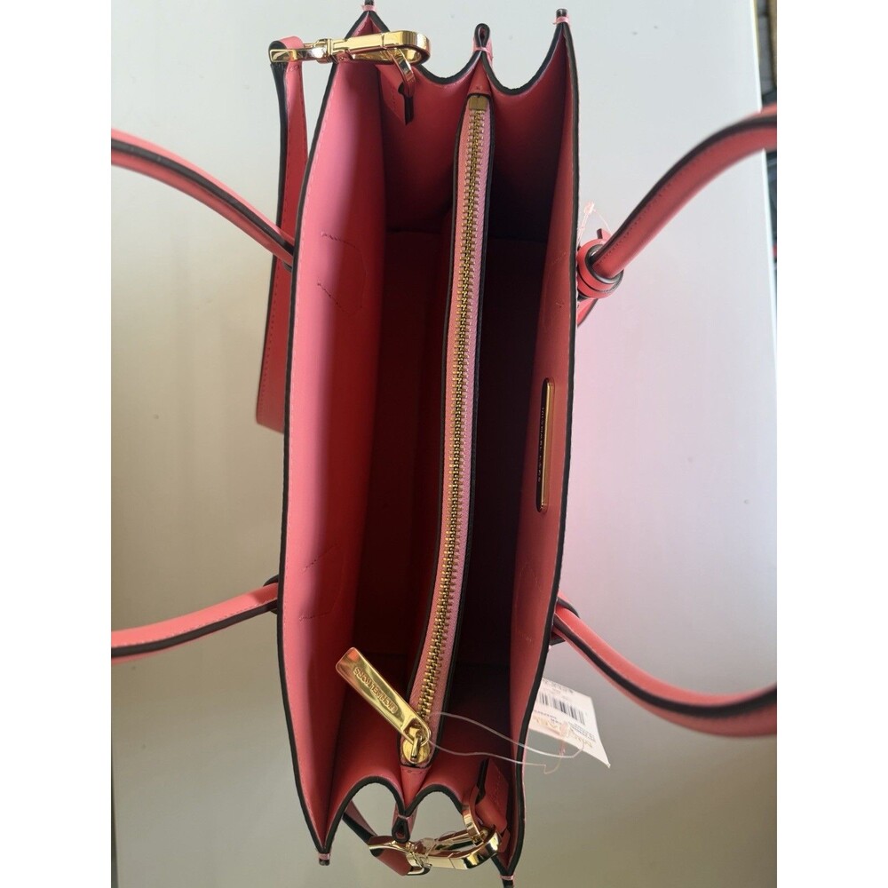 NWT Michael Kors Mercer Large Accordion Tote Pebbled Leather Grapefruit Pink - Picture 10 of 16